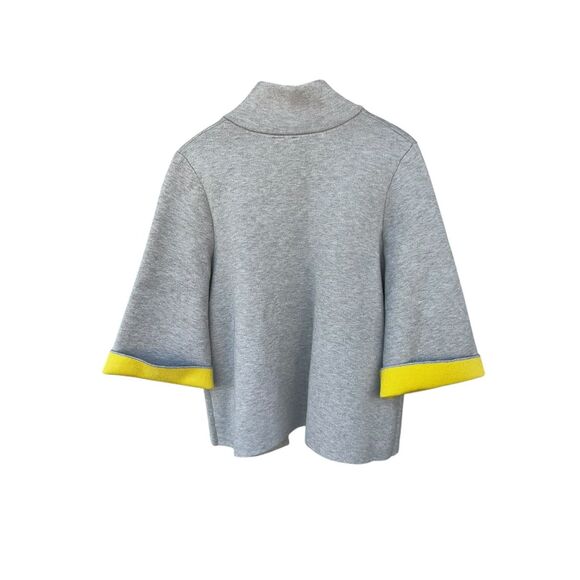 Anthropologie Moth Large Carey gray lime green liner Blazer Cardigan Jacket - Picture 2 of 5